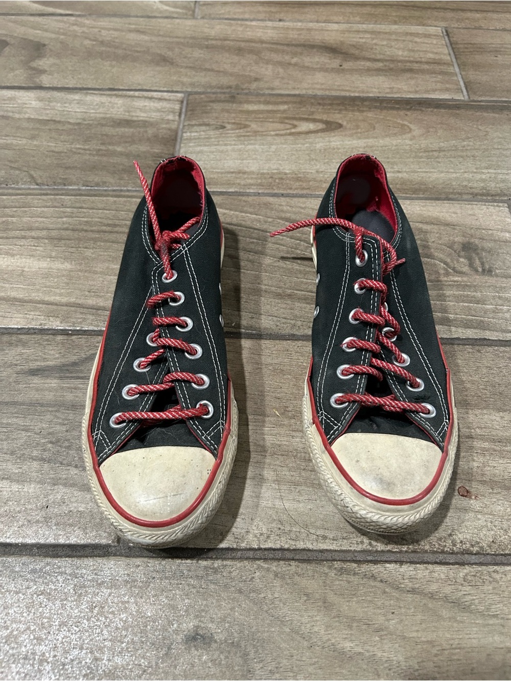 Women’s Converse All Stars with Classic Black Canvas Lace-Up and Red Accents